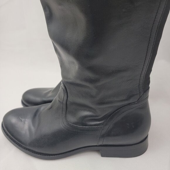 FRYE Womens 11 Boots Melissa Over The Knee OTK Equestrian BLACK Side Zip Flat - Picture 7 of 16